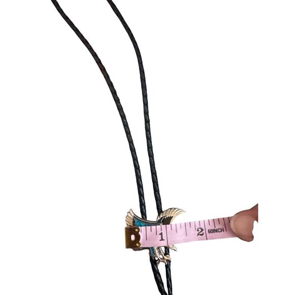 Eagle Turquoise Inlay Bolo Tie Western Festival Rodeo Style Unisex - Picture 2 of 5